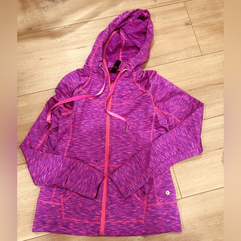 Soft pink zip up hoodie by 90 degree